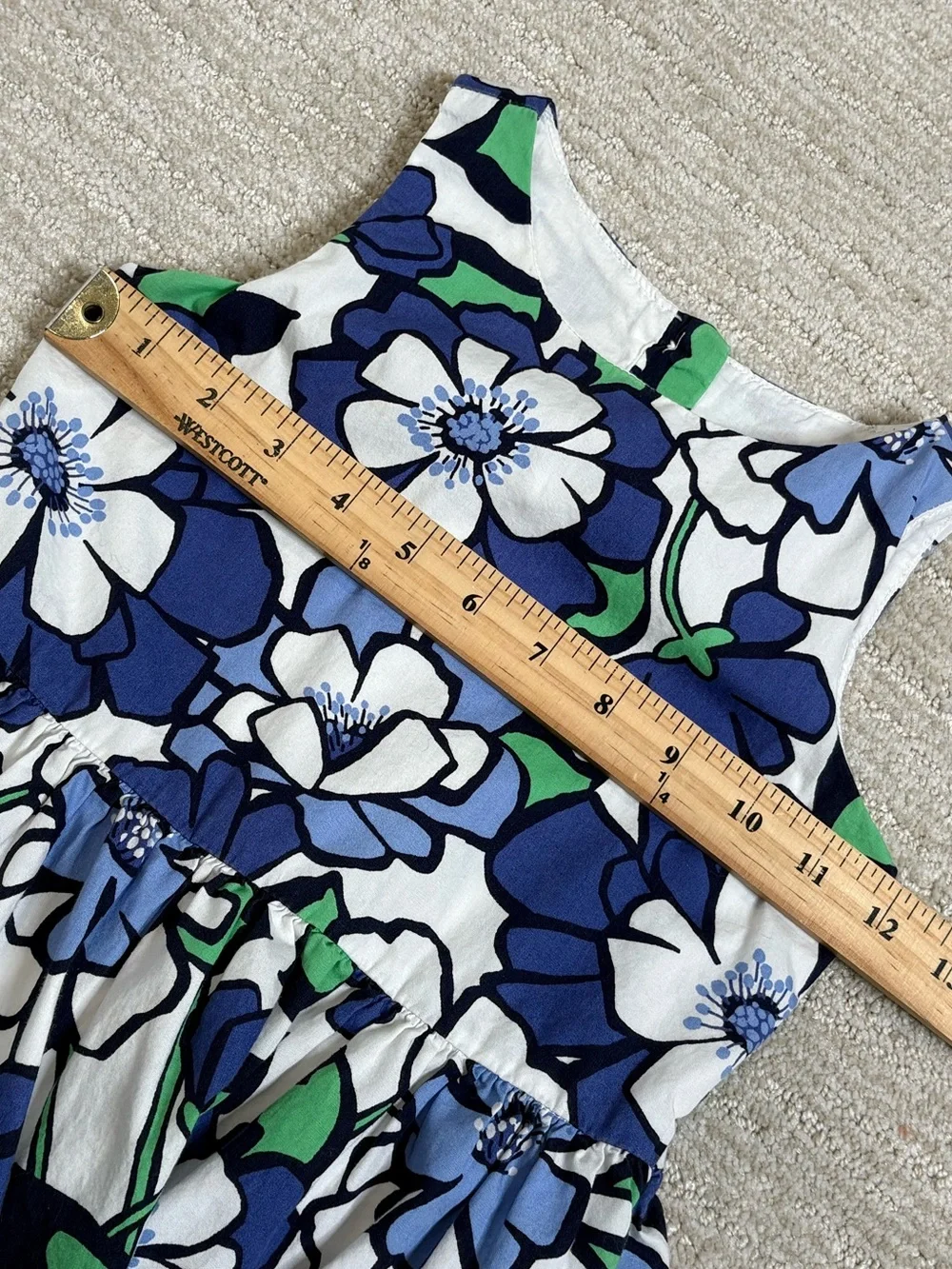 Gymboree Floral Cotton Sleeveless Bubble Dress GIrls Size 5 Blue & White A-Line